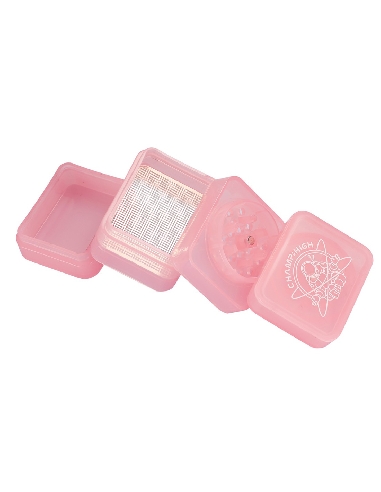 Grinder Plastique Carré Rose 4 parties