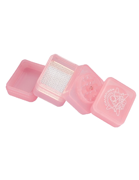Grinder Plastique Carré Rose 4 parties
