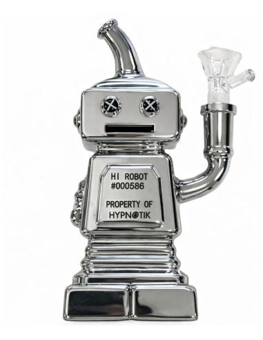 Bong en verre High Robot Silver 16cm